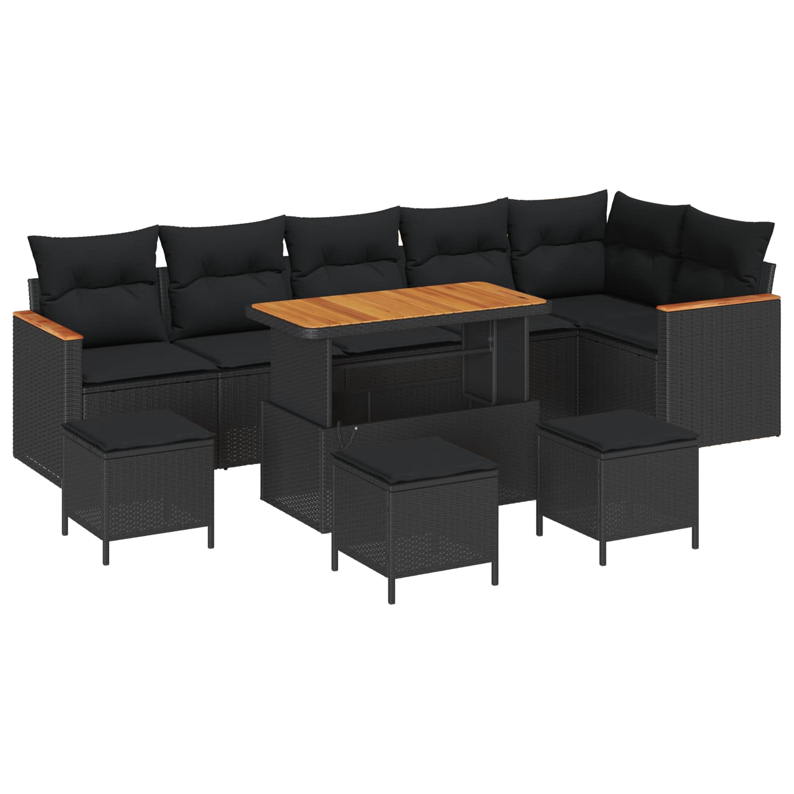 Gartensofa-set mit Kissen 10 pcs Schwarz Poly Rattan