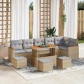 Gartensofa-set mit Kissen 10 pcs Beige Poly Rattan