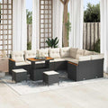 Gartensofa-set mit Kissen mit Kissen 12 pcs Schwarz Poly Rattan