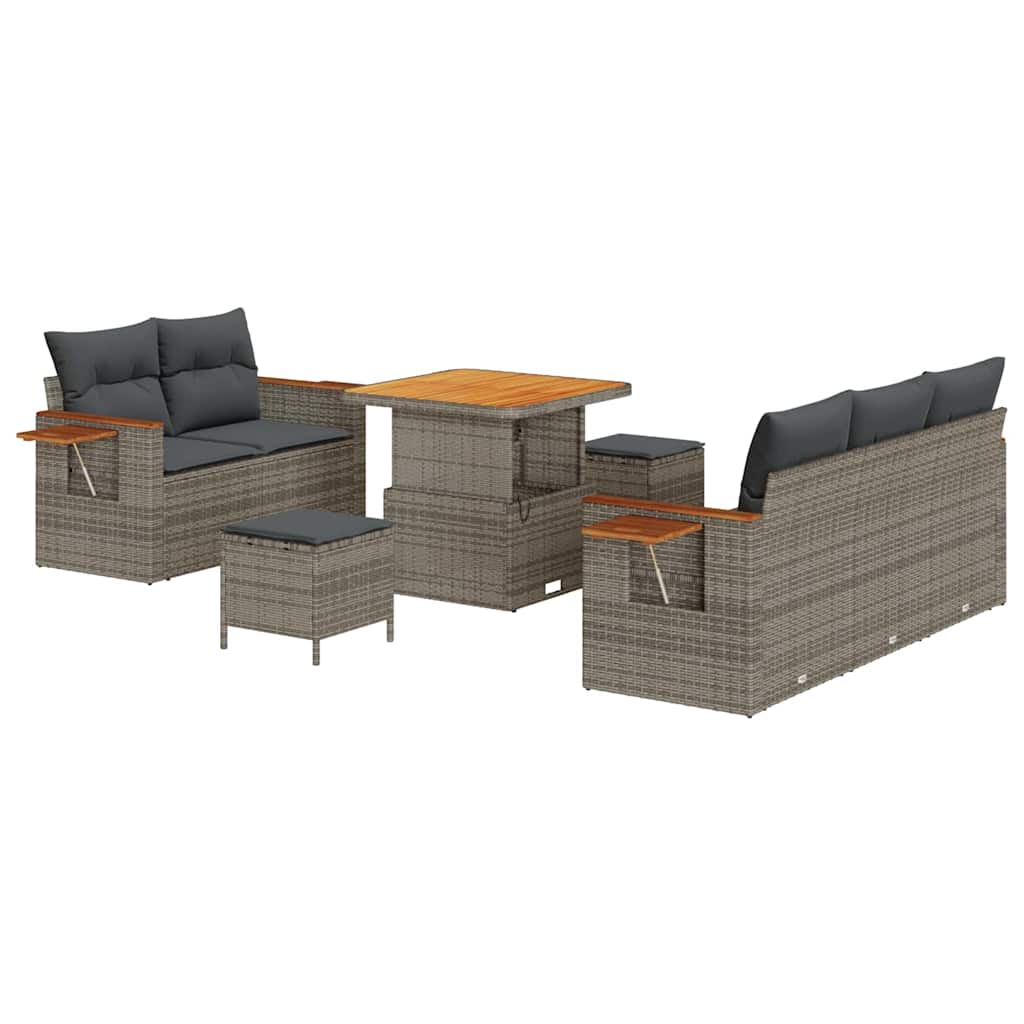 Gartensofa-set mit Kissen 10 pcs Grau Poly-Rattan