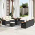 Gartensofa-set mit Kissen 11 pcs Schwarz und Creme Poly-Rattan