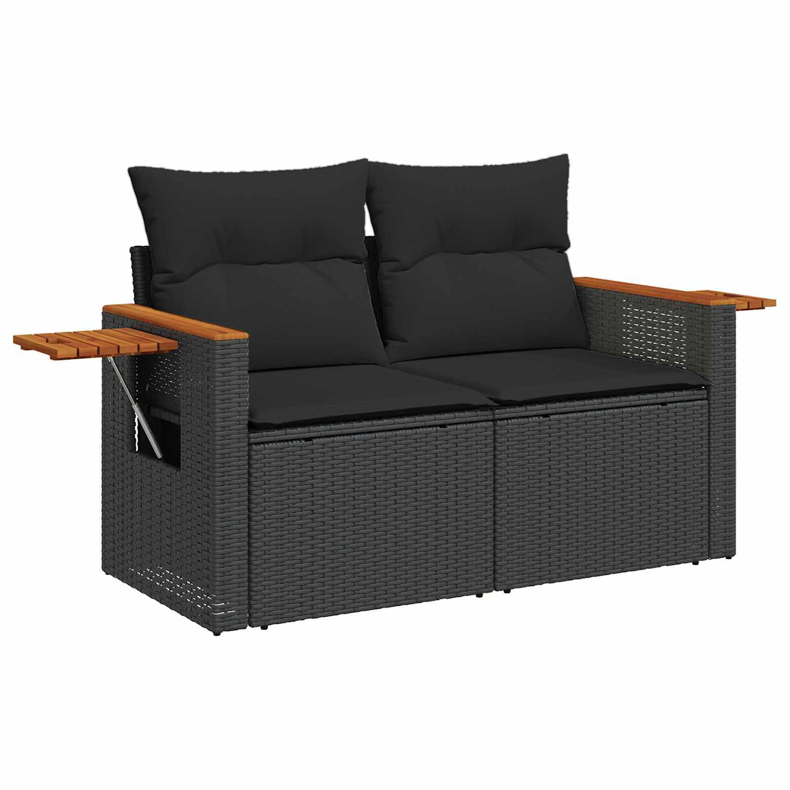 Gartensofa-set mit Kissen 12 pcs Schwarz Poly-Rattan