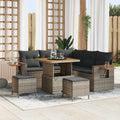 Gartensofa-set mit Kissen 9 pcs Grau Poly-Rattan