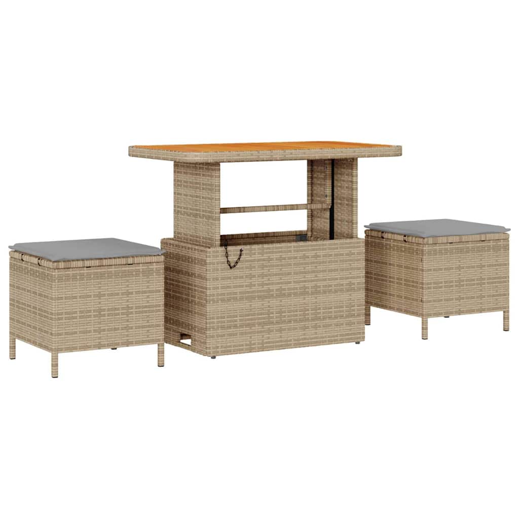 Gartensofa-set mit Kissen 9 pcs Beige und Hellgrau Poly-Rattan