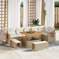 Gartensofa-set mit Kissen 11 pcs Beige und Creme Poly-Rattan