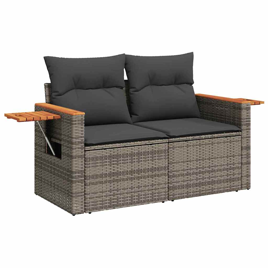 Gartensofa-set mit Kissen 11 pcs Grau Poly-Rattan