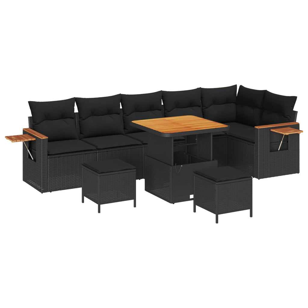 Gartensofa-set mit Kissen 11 pcs Schwarz Poly-Rattan