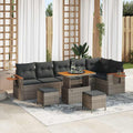 Gartensofa-set mit Kissen 11 pcs Grau Poly-Rattan