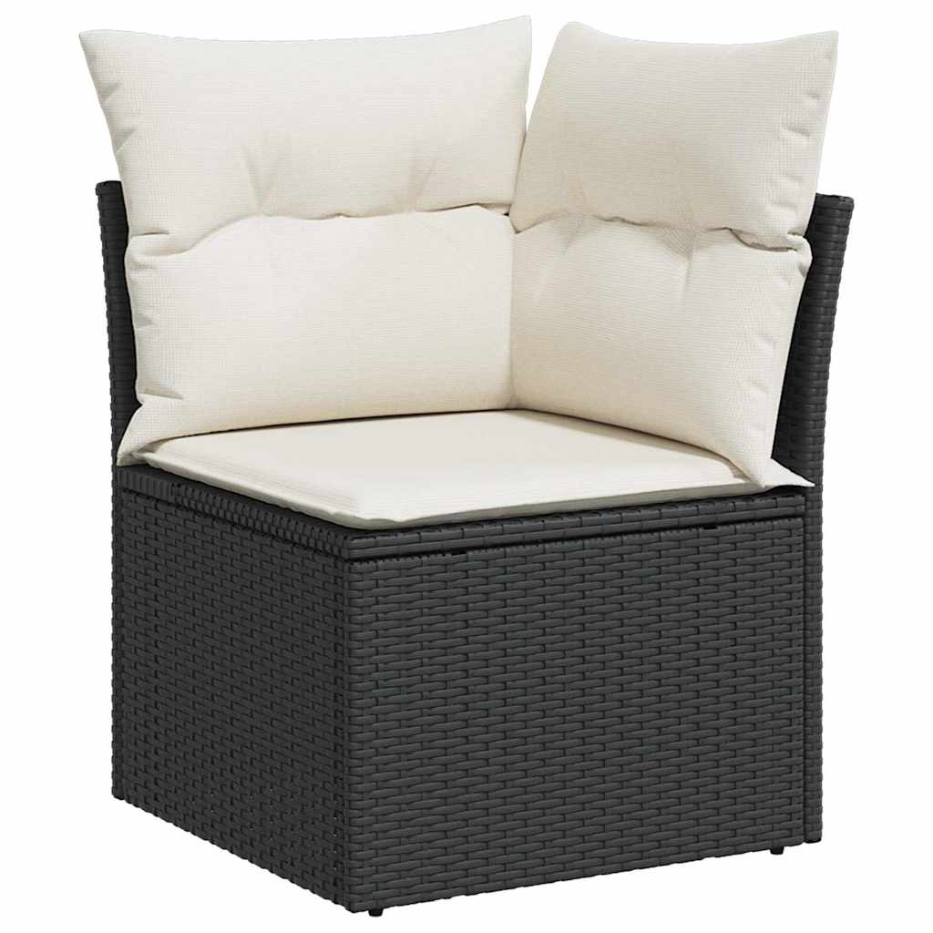 Gartensofa-set mit Kissen 13 pcs Schwarz und Creme Poly-Rattan