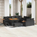 Gartensofa-set mit Kissen 17 pcs Schwarz Poly-Rattan