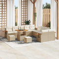 Gartensofa-set mit Kissen 17 pcs Beige und Creme Poly-Rattan