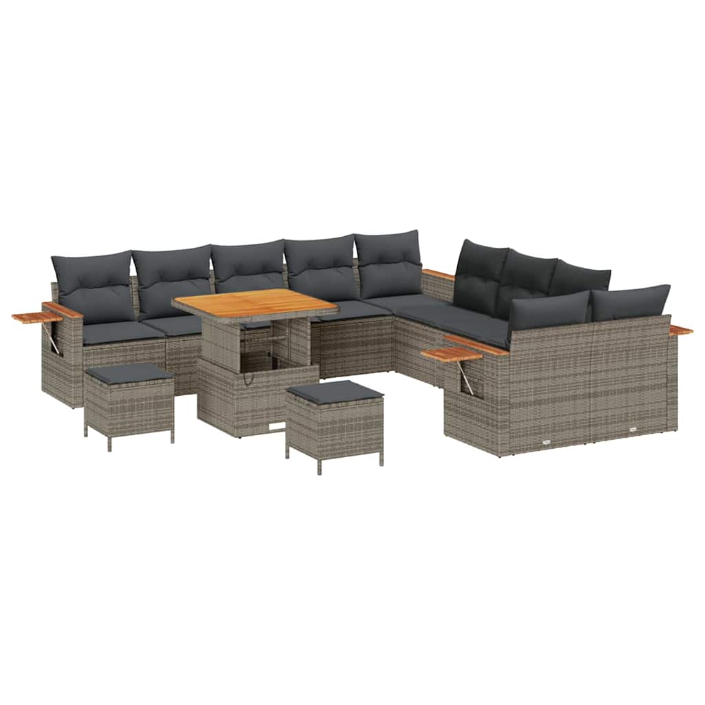 Gartensofa-set mit Kissen 17 pcs Grau Poly-Rattan