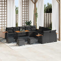 Gartensofa-set mit Kissen 18 pcs Schwarz Poly-Rattan
