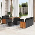 Gartensofa-set mit Kissen 10 pcs Schwarz Poly-Rattan