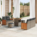 Gartensofa-set mit Kissen 10 pcs Grau Poly-Rattan