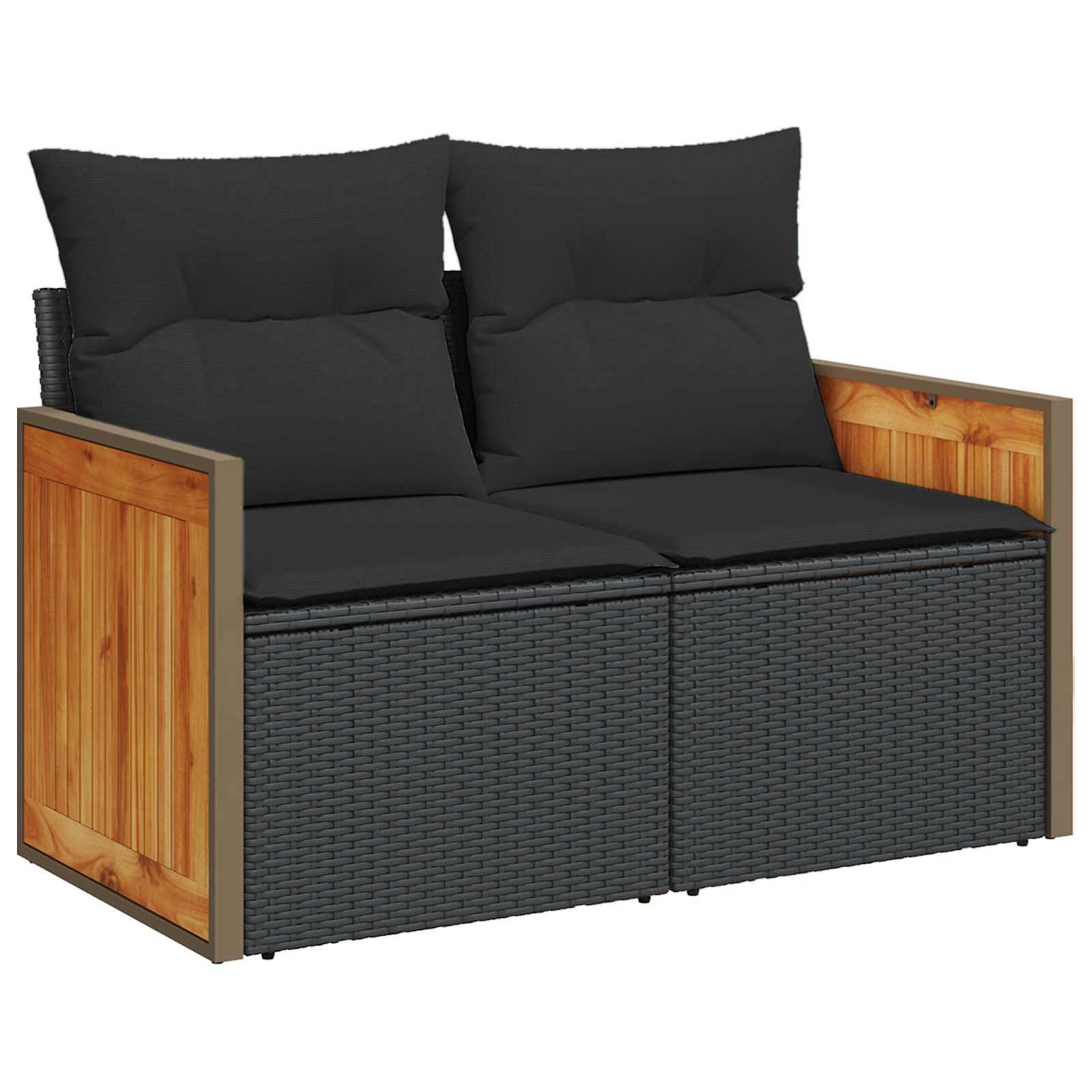 Gartensofa-set mit Kissen 12 pcs Schwarz Poly-Rattan