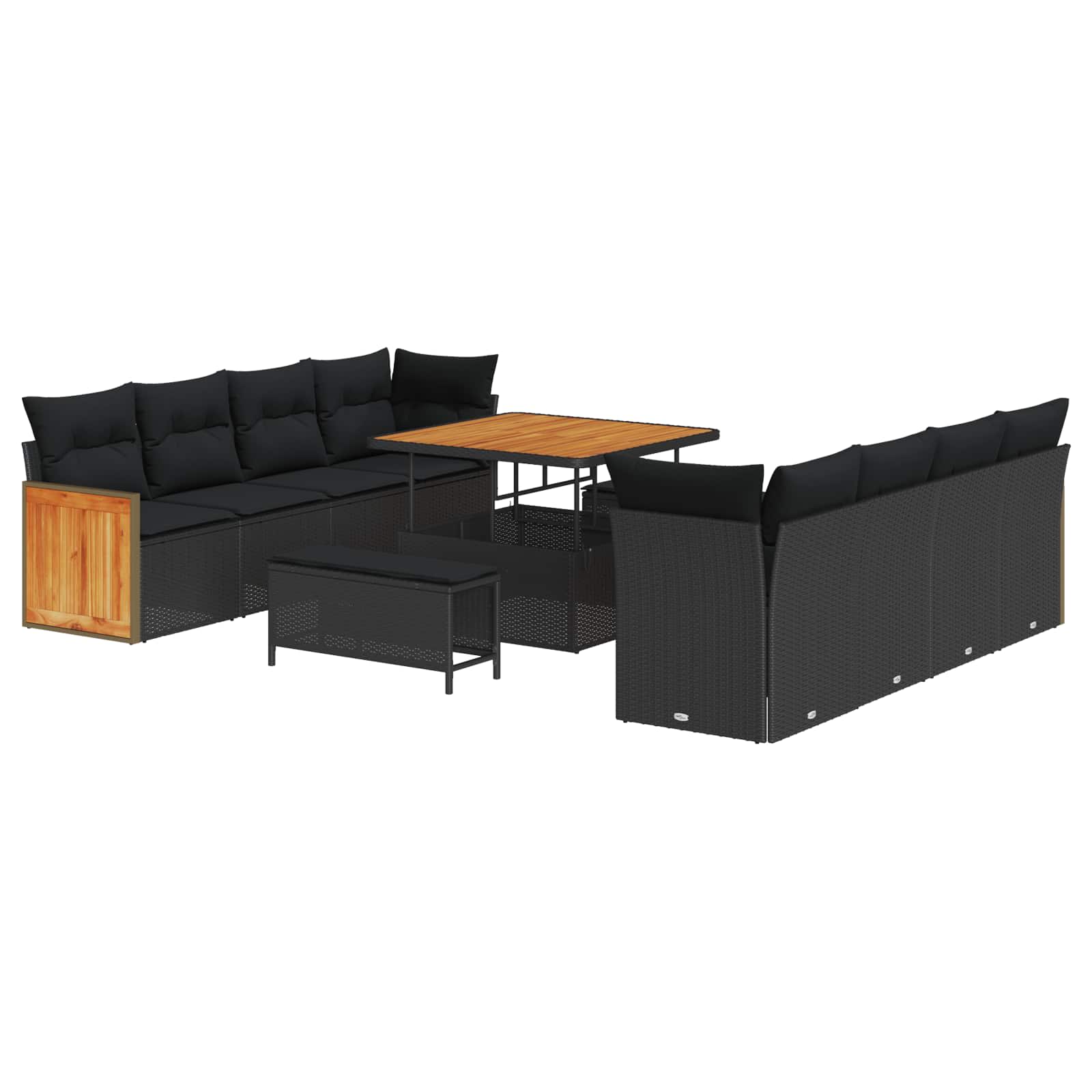 Gartensofa-set mit Kissen Schwarz 231 x 224 x 85 cm Poly-Rattan