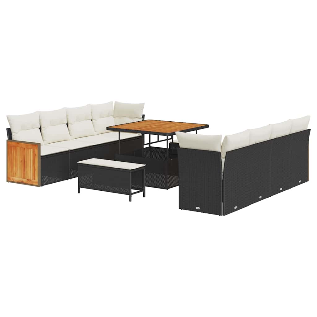 Gartensofa-set Schwarz und Creme 231 x 224 x 85 cm Poly-Rattan