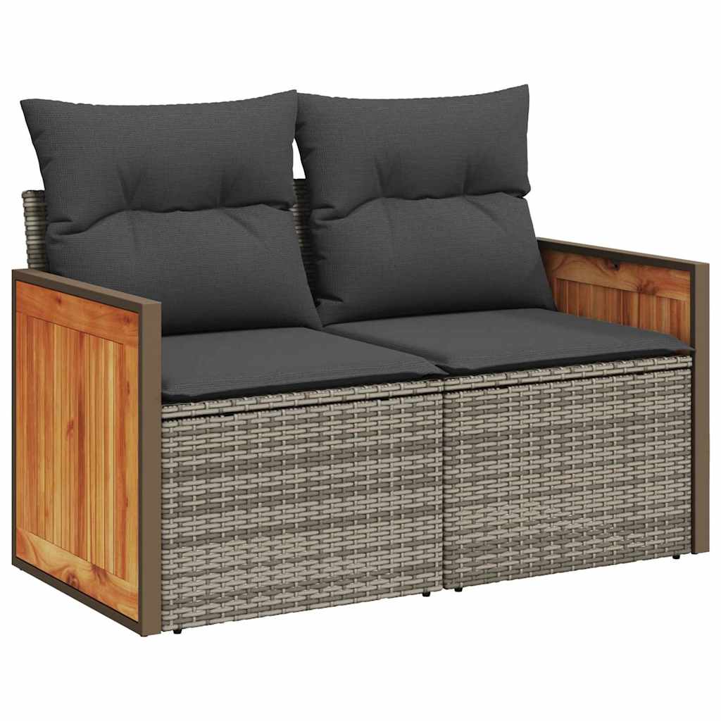 Gartensofa-set mit Kissen Grau 231 x 224 x 85 cm Poly-Rattan