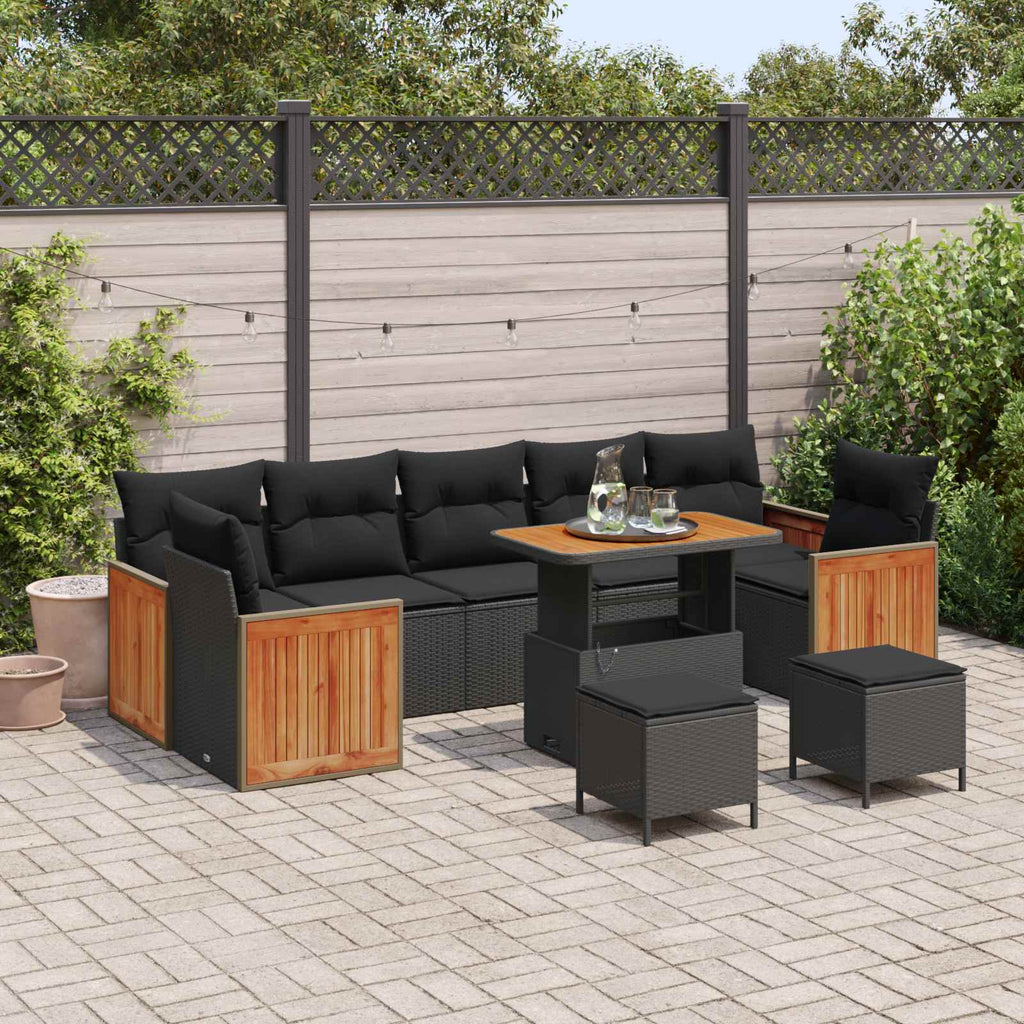Gartensofa-set mit Kissen 13 pcs Schwarz Poly-Rattan