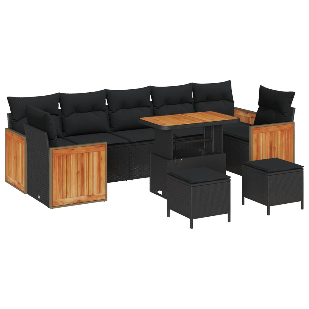 Gartensofa-set mit Kissen 13 pcs Schwarz Poly-Rattan