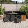 Gartensofa-set mit Kissen 9 pcs Schwarz Poly-Rattan