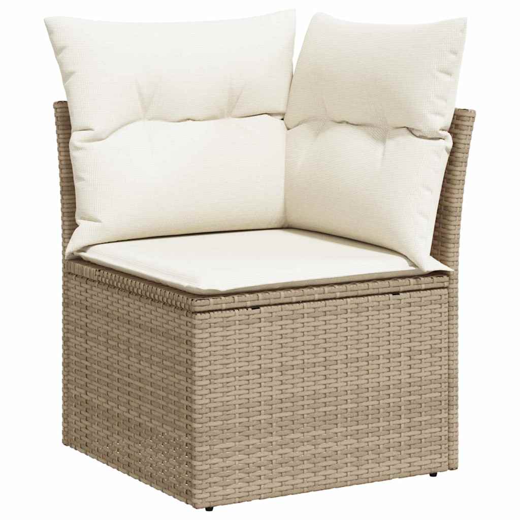 Gartensofa-set mit Kissen 11 pcs Beige und Creme Poly-Rattan