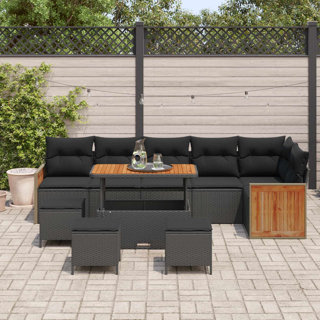 Gartensofa-set mit Kissen 12 pcs Schwarz Poly-Rattan