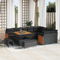 Gartensofa-set mit Kissen 13 pcs Schwarz Poly-Rattan