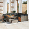 Gartensofa-set mit Kissen 13 pcs Grau Poly-Rattan