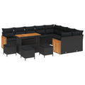 Gartensofa-set mit Kissen 14 pcs Schwarz Poly-Rattan