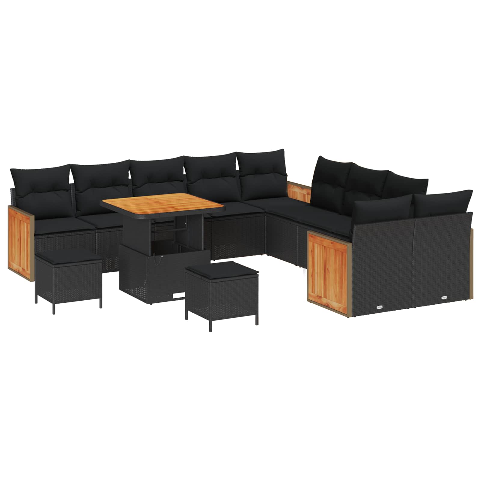 Gartensofa-set mit Kissen 17 pcs Schwarz Poly-Rattan