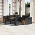 Gartensofa-set mit Kissen 17 pcs Schwarz Poly-Rattan