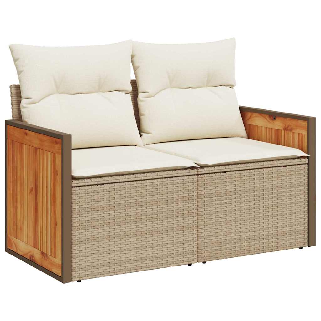 Gartensofa-set mit Kissen 18 pcs Beige und Creme Poly-Rattan