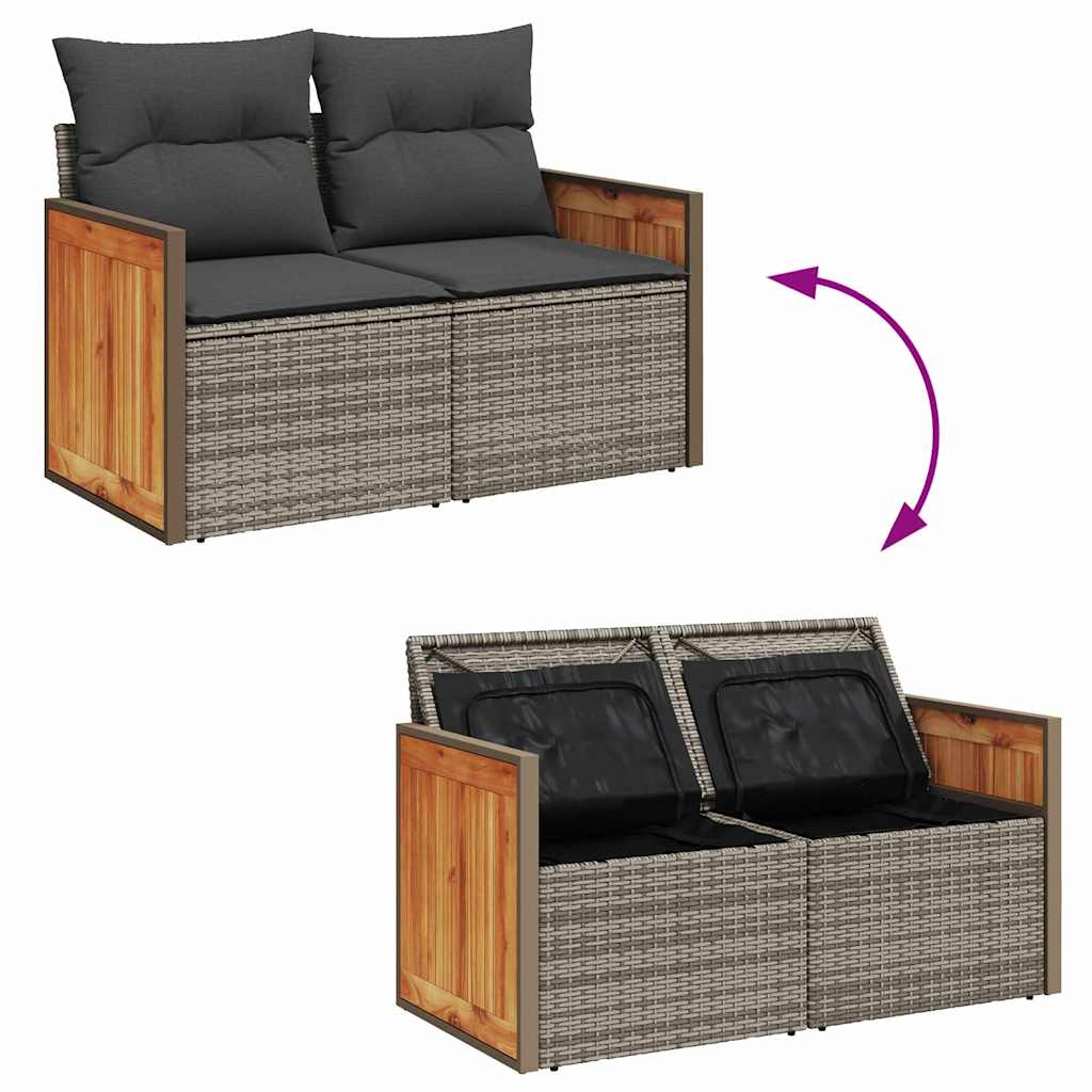 Gartensofa-set mit Kissen 18 pcs Grau Poly-Rattan