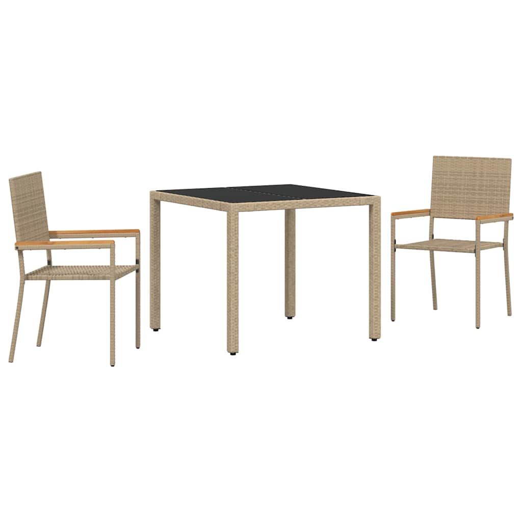 Garten Essgruppe 3 pcs Beige Poly-Rattan