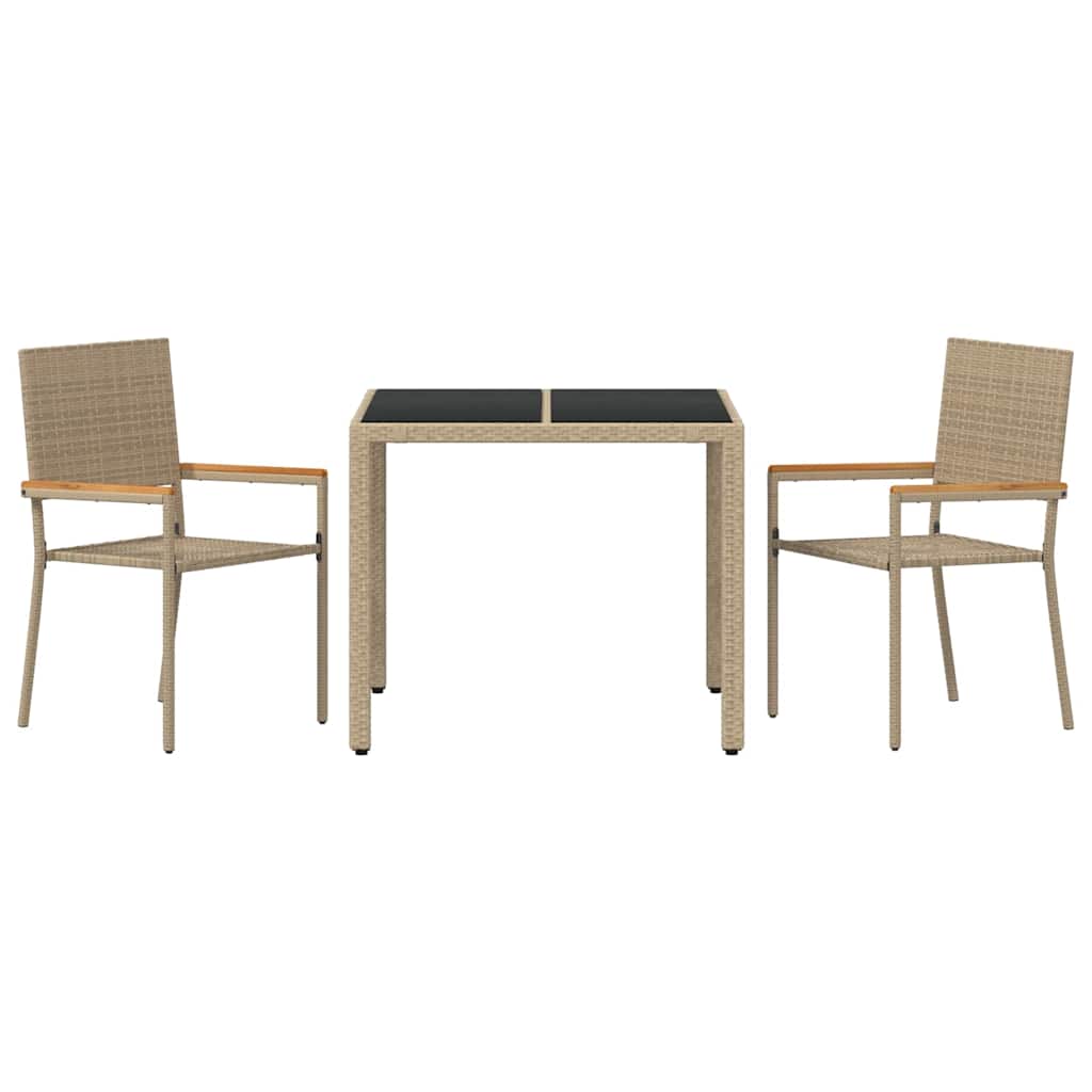 Garten Essgruppe 3 pcs Beige Poly-Rattan