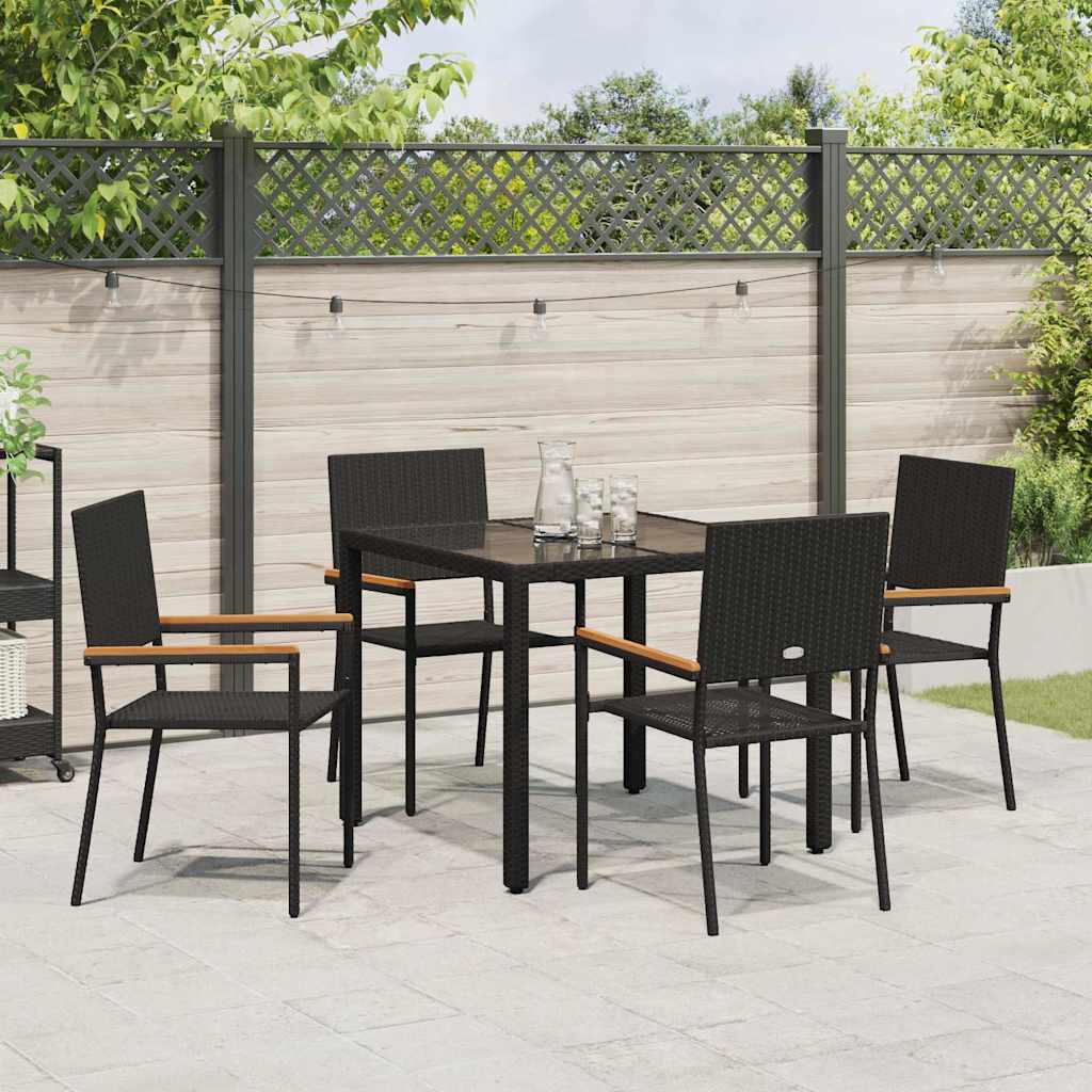 Garten Essgruppe 5 pcs Schwarz Poly-Rattan