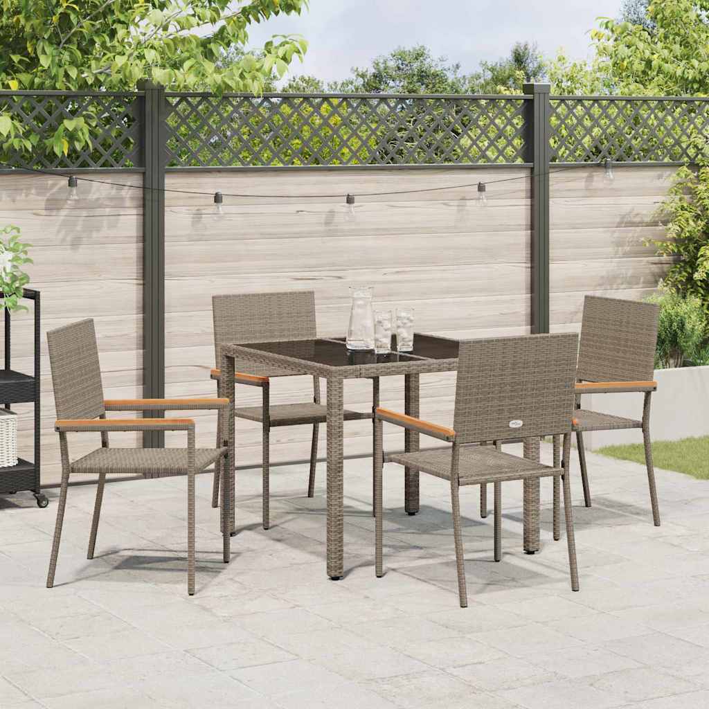 Garten Essgruppe 5 pcs Grau Poly-Rattan