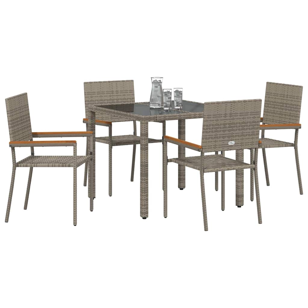 Garten Essgruppe 5 pcs Grau Poly-Rattan