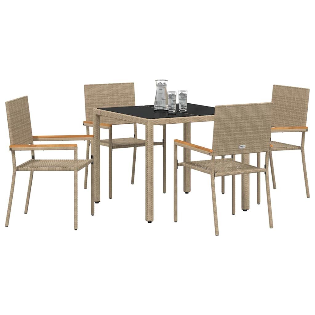Garten Essgruppe 5 pcs Beige Poly-Rattan