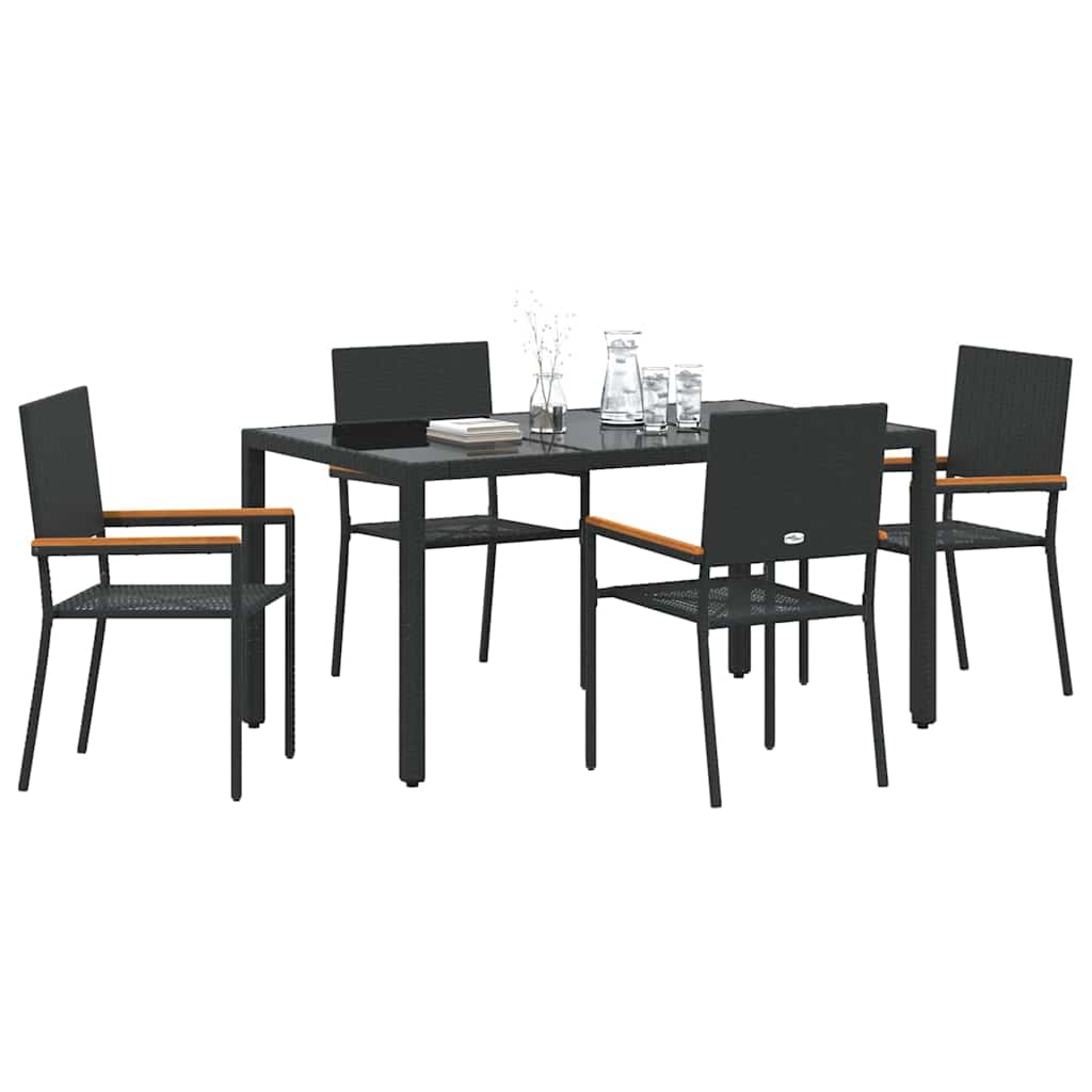 Garten Essgruppe 5 pcs Schwarz Poly-Rattan
