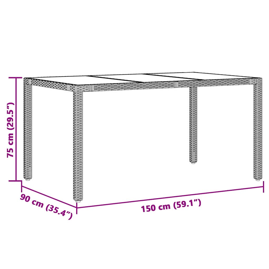 Garten Essgruppe 5 pcs Schwarz Poly-Rattan