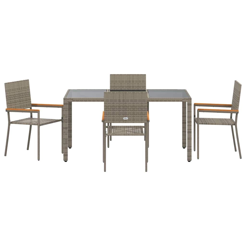 Garten Essgruppe 5 pcs Grau Poly-Rattan
