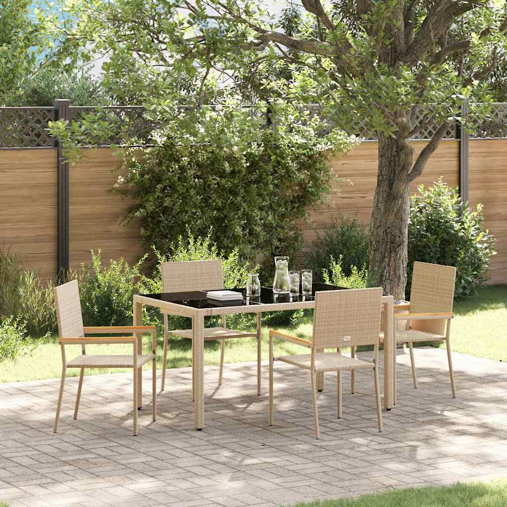Garten Essgruppe 5 pcs Beige Poly-Rattan