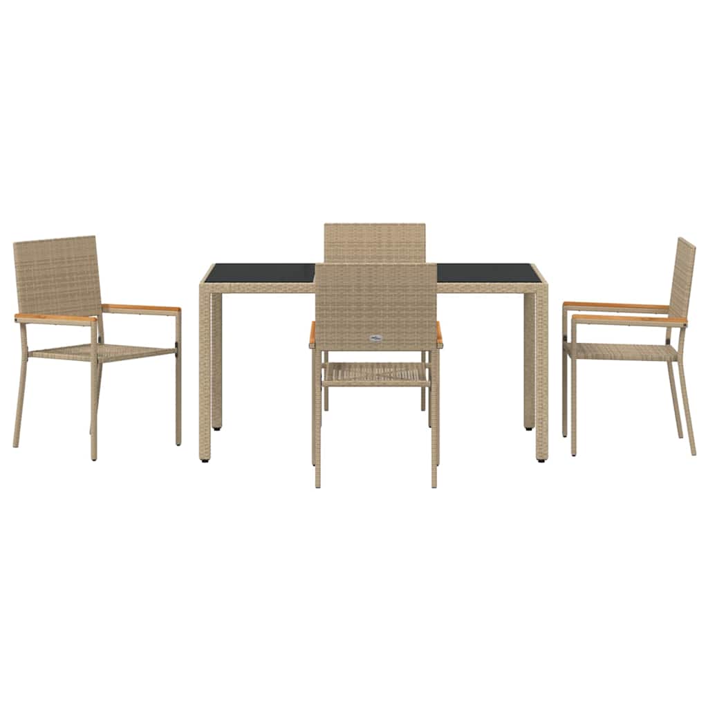 Garten Essgruppe 5 pcs Beige Poly-Rattan