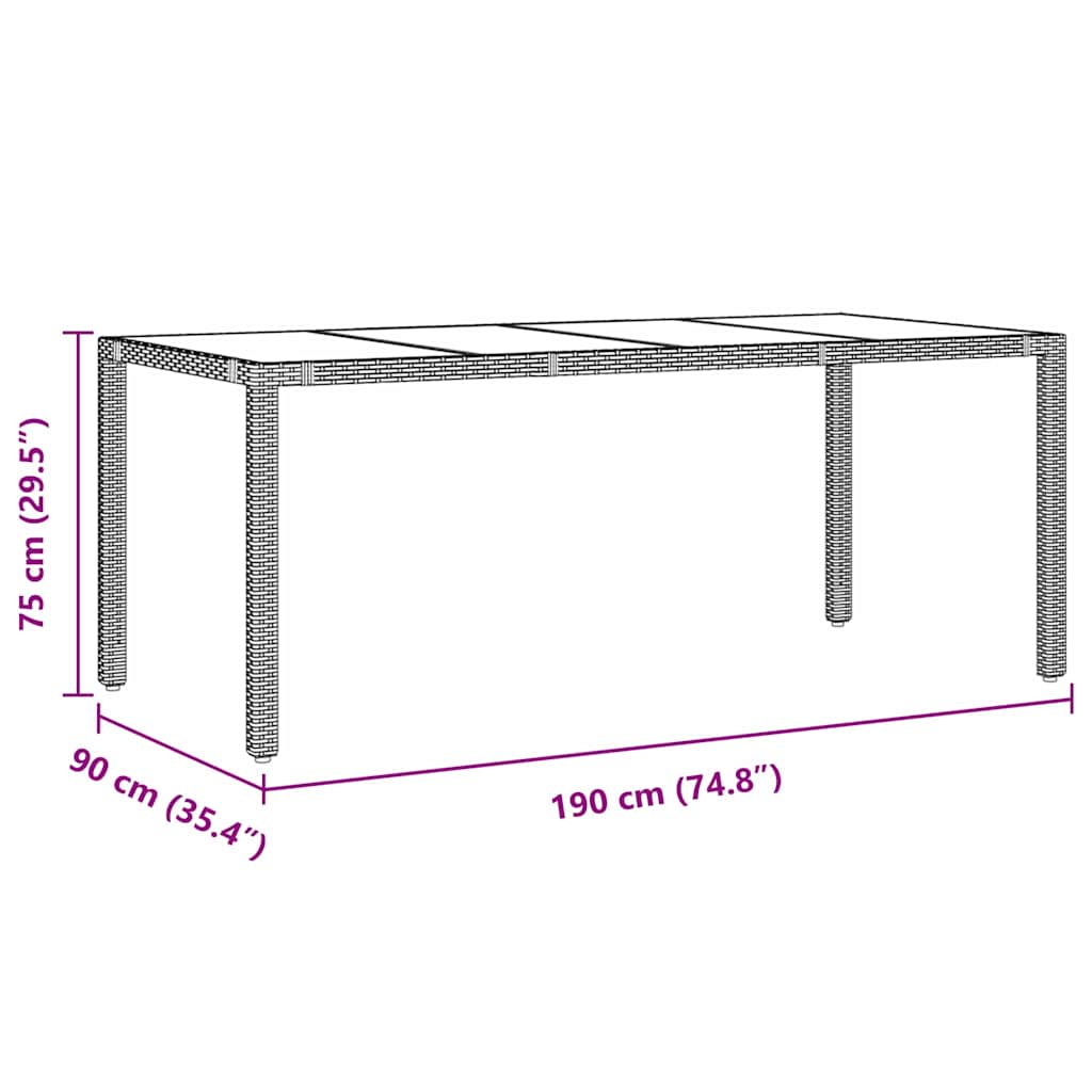Garten Essgruppe 7 pcs Grau Poly-Rattan