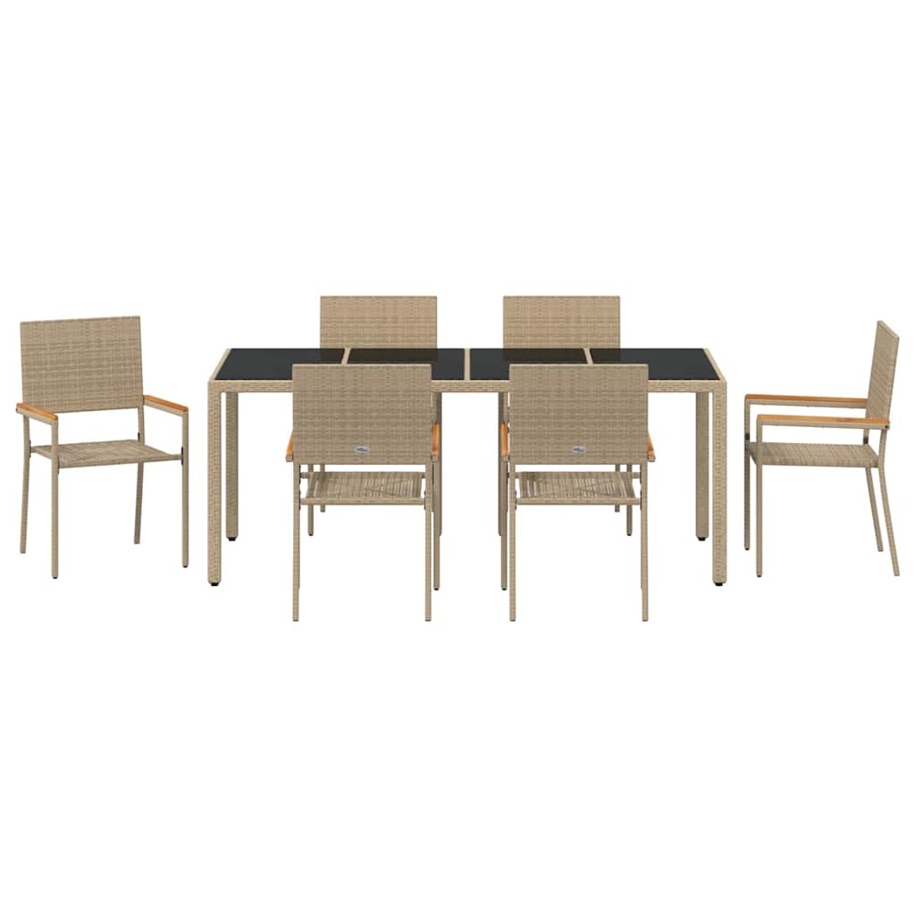 Garten Essgruppe 7 pcs Beige Poly-Rattan