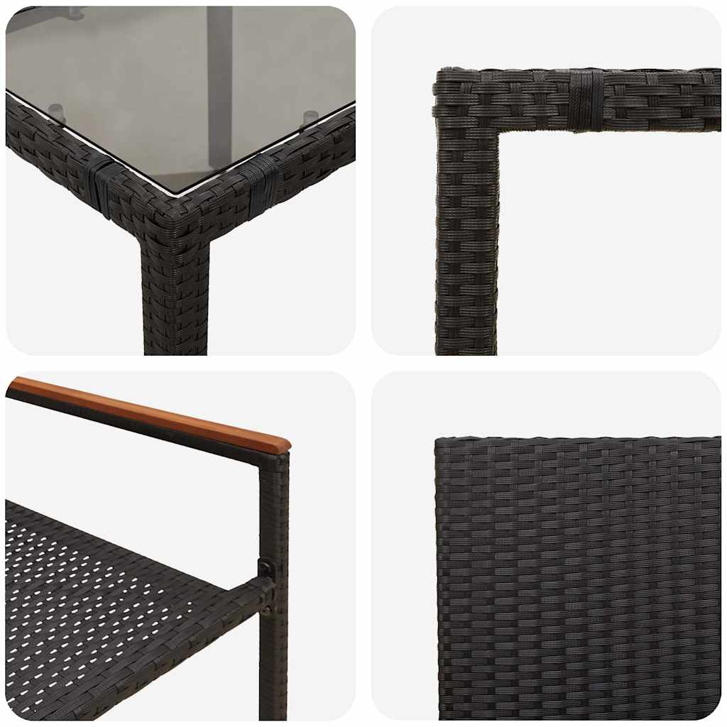 Garten Essgruppe 9 pcs Schwarz Poly-Rattan