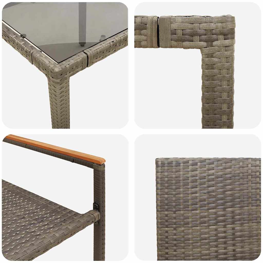 Garten Essgruppe 9 pcs Grau Poly-Rattan